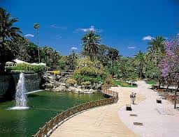 Vista panorámica del Parque Doramas con cascada y senderos