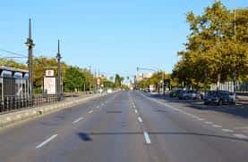 Vista panorámica de la Avenida dels Tarongers con árboles frondosos y cielo despejado