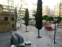 Plaza de Carmelitas con mobiliario urbano y árboles, ideal para eventos al aire libre