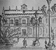 Ilustración histórica del Ayuntamiento de Fuenlabrada en la plaza