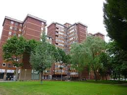 Vista exterior del edificio del colegio rodeado de árboles y césped
