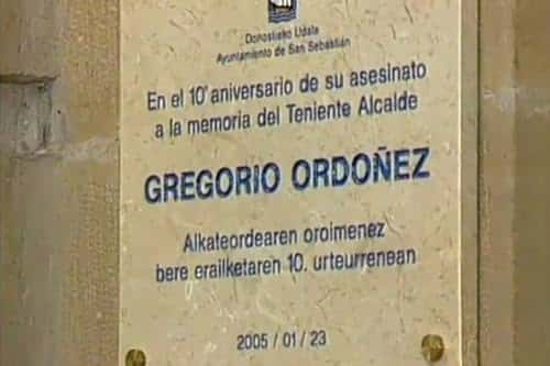 Placa conmemorativa de Gregorio Ordóñez en San Sebastián