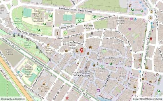 Mapa de ubicación de la calle Sant Roc en Alzira