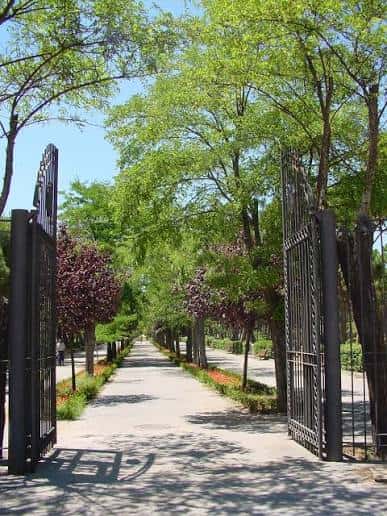 Entrada principal del Parque Finca Liana con portones abiertos y camino arbolado