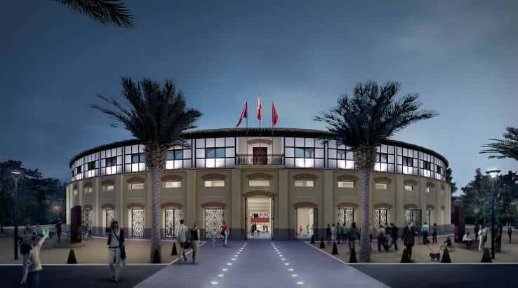 Render arquitectónico de la fachada exterior de la plaza de toros de Lorca