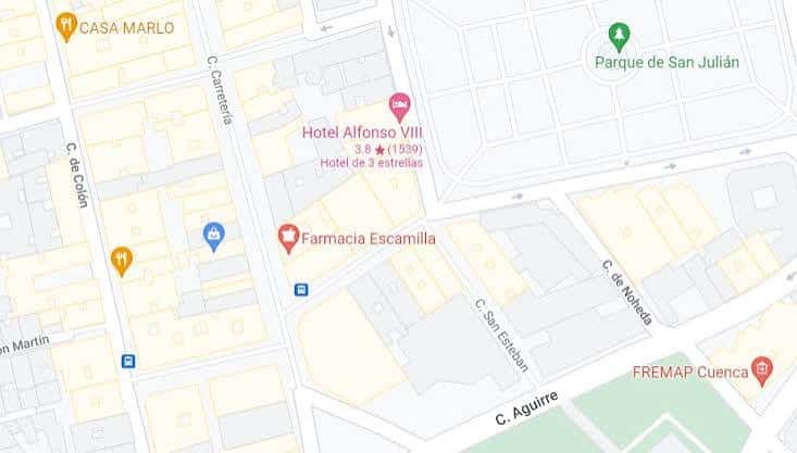 Mapa detallado de la zona con puntos de interés cercanos