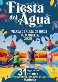 Cartel promocional de la Fiesta del Agua Infantil en Marbella