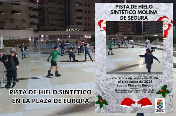 Pista de hielo sintético en la Plaza de Europa durante la temporada navideña
