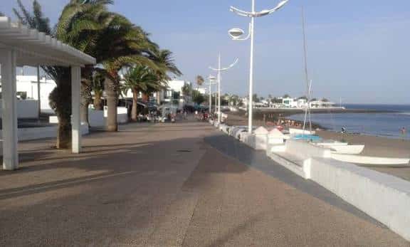 Paseo marítimo del Parque de Maneje con palmeras y vista al mar