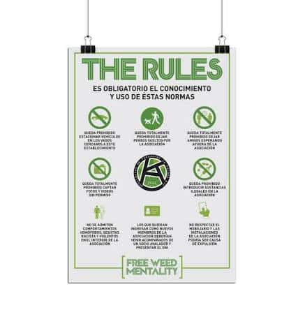 Cartel informativo con las normas de la asociación