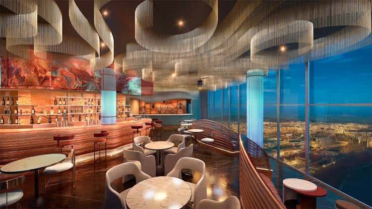 Vista panorámica del interior del restaurante con diseño contemporáneo