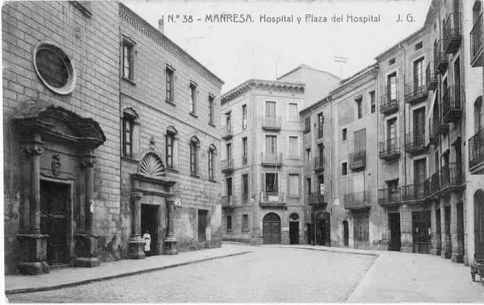 Vista histórica del Hospital y Plaza del Hospital en Manresa