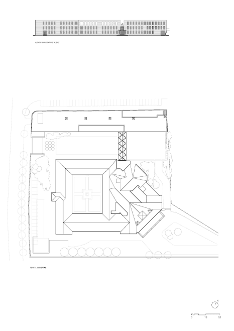 Plano arquitectónico superior del complejo del Palacio de Justicia