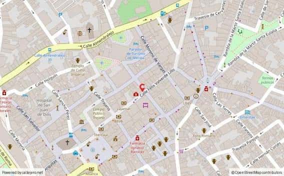 Mapa detallado de la ubicación de la calle Félix Valverde Lillo en Mérida
