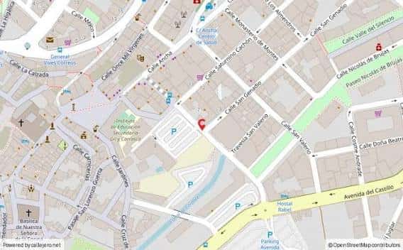 Mapa de ubicación del parking en la calle Obispo Osmundo