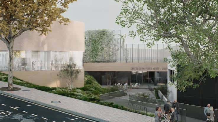 Render arquitectónico del nuevo centro de mayores y edificio de la Junta de Distrito