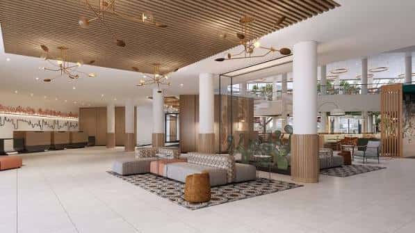 Lobby moderno y espacioso del Hyatt Regency Austin con diseño contemporáneo