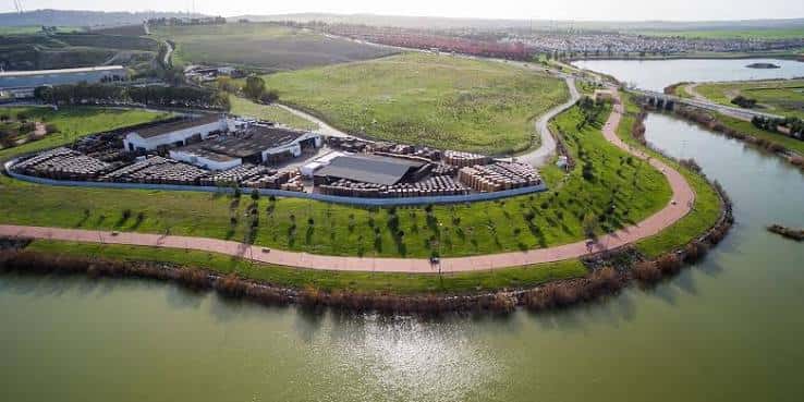 Vista aérea de la Tonelería Huberto Domecq en Jerez de la Frontera