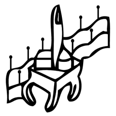 Logotipo estilizado de la asociación representando un mapa del barrio con elementos arquitectónicos