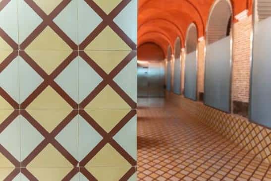 Pasillo con arcos y suelo de baldosas decorativas