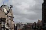 File:View of Rúa Policarpo Sanz roooftops. Sculpture decoratig The ...