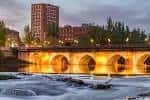 Valladolid Sunset Cityscape: Pisuerga River & Puente Mayor Bridge