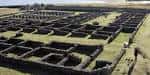 Perspectiva aérea detallada de la planta del campamento romano de Aquis Querquennis