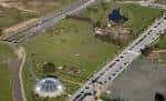 Vista aérea del Parque de Eirís con la cúpula y zonas verdes