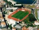 Vista aérea del complejo deportivo con pista de atletismo