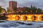 Valladolid Sunset Cityscape: Pisuerga River & Puente Mayor Bridge