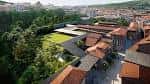Vista aérea del complejo del Museo de Pontevedra con edificios y zonas verdes