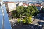 Vista aérea de la Plaza de España y sus alrededores urbanos
