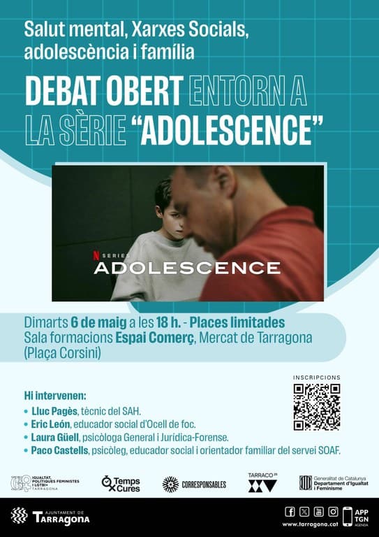 Debat obert entorn la sèrie ADOLESCENCE: Salut mental, xarxes socials, adolescència i famílies