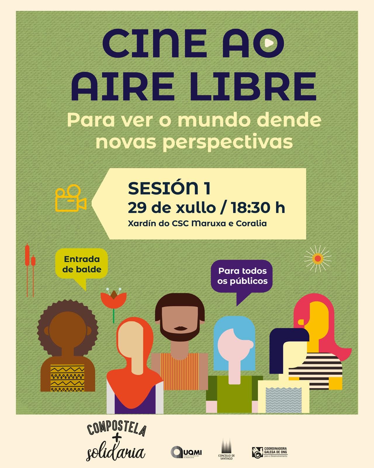 Cine al aire libre 'Compostela máis Solidaria'