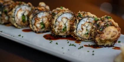 Eating sushi in Ibiza