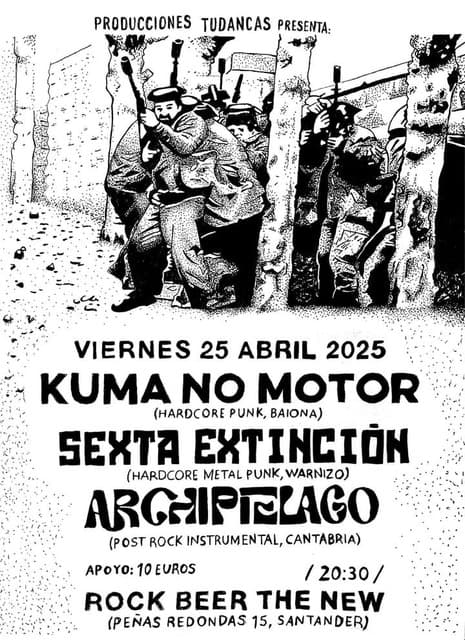 Producciones Tudancas presenta en concierto a Kuma No Motor, Sexta Extinción y Archipiélago