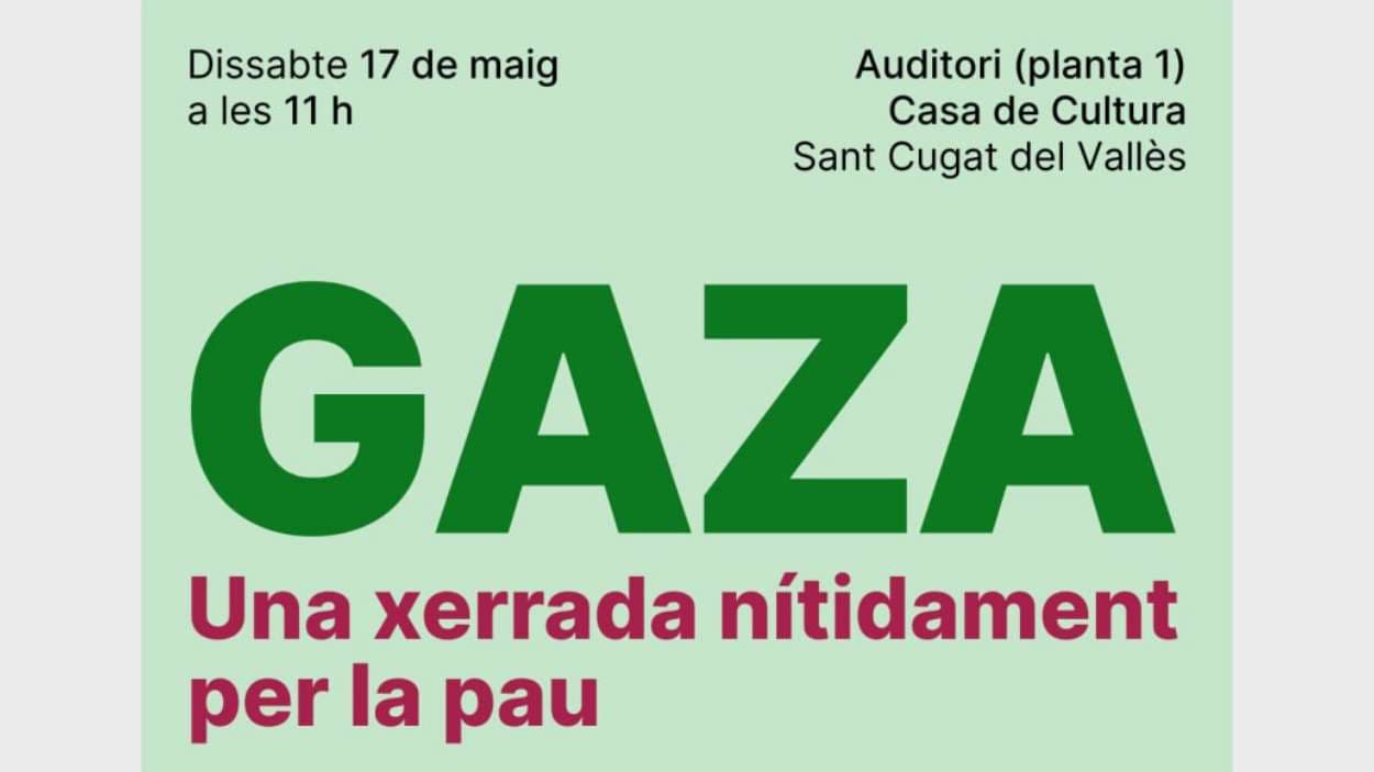 Acte (Comuns Sant Cugat): 'Gaza: una xerrada nítidament per la pau'