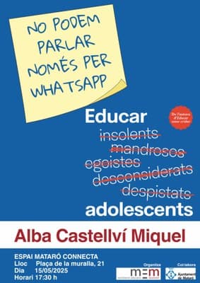Xerrada sobre comunicació amb adolescents: “No podem parlar només per WhatsApp”
