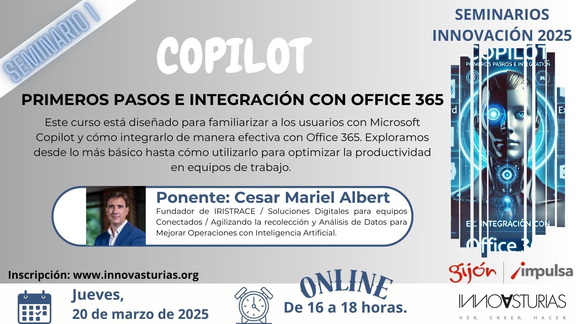 Ciclo Seminarios Innovasturias 2025: "Copilot: primeros pasos e integración con Office 365"