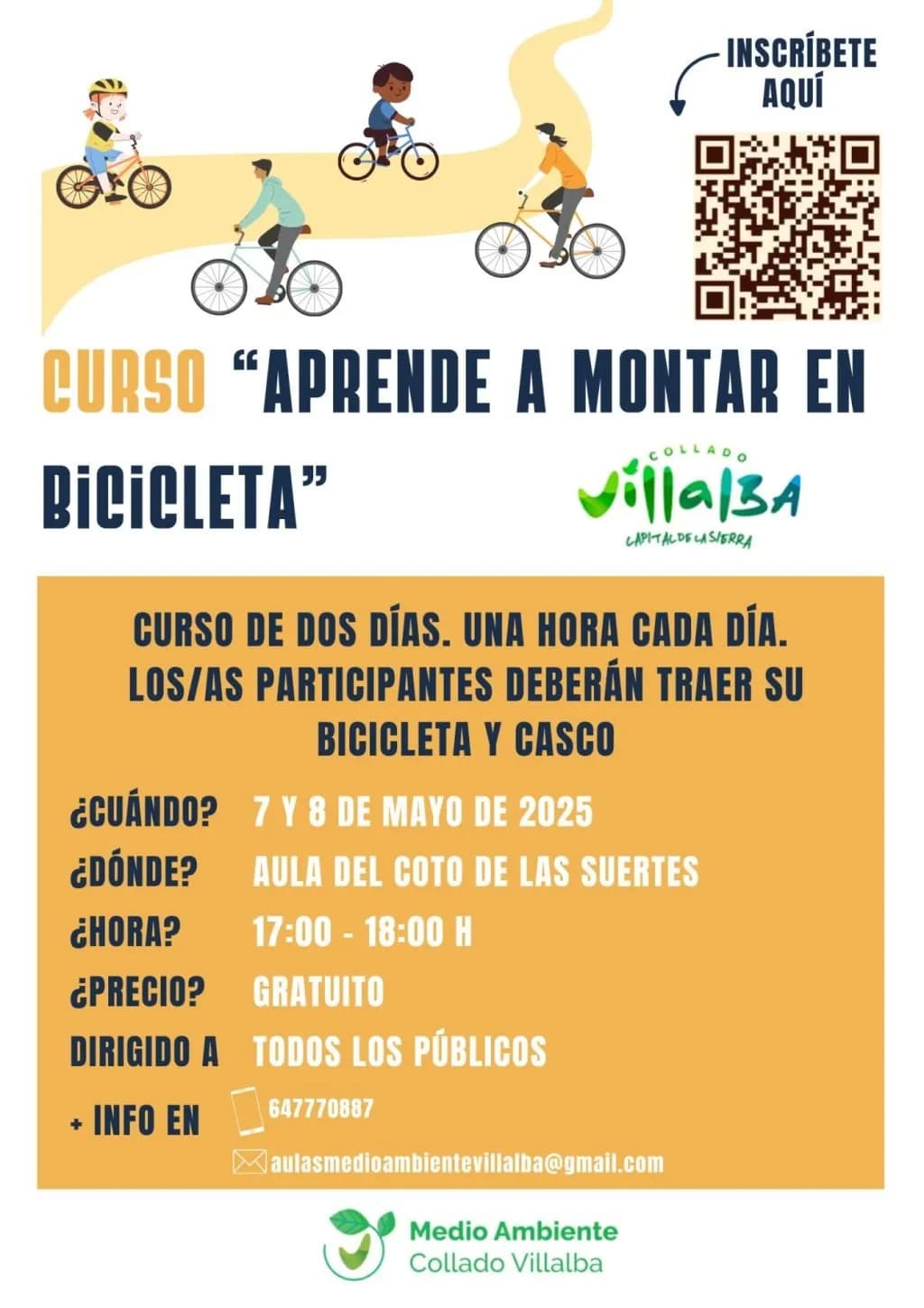Curso para aprender a montar en bicicleta