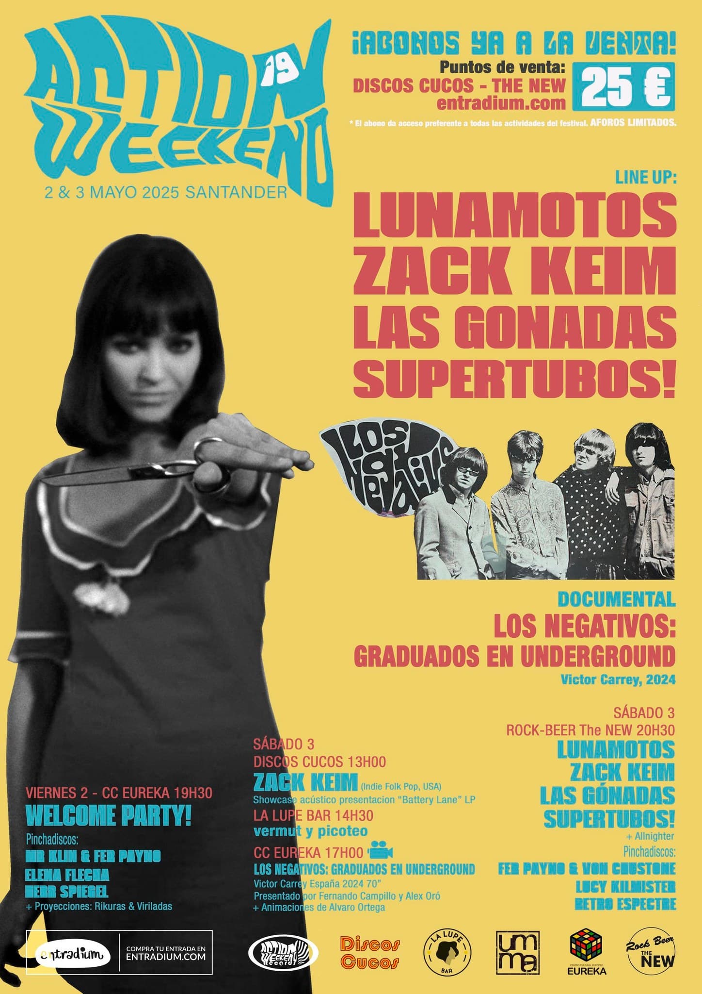 Action Weekend 19´: conciertos de Zack Keim, Las Gónadas, Lunamotos y Supertubos!