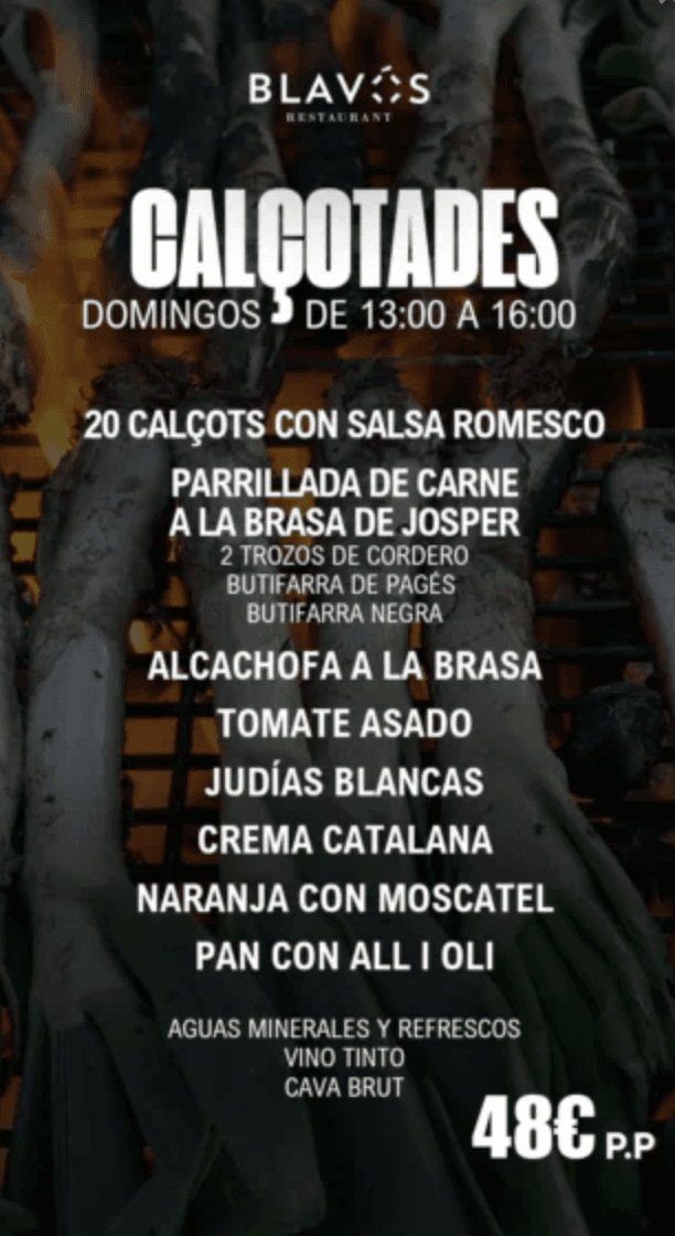 Menú Especial en Blavós Ibiza