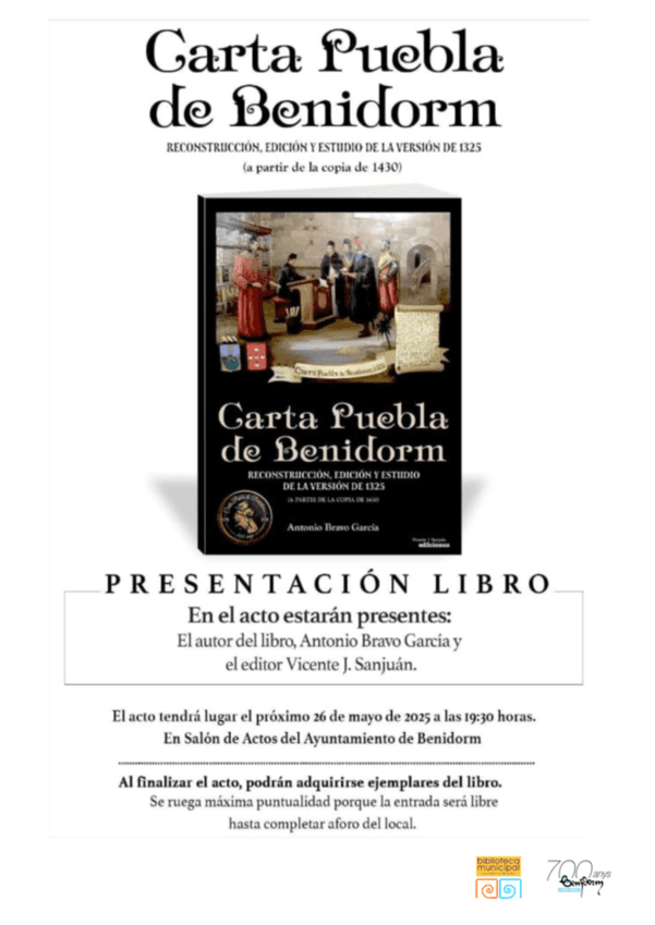 Presentación del libro de Antonio Bravo "Carta Puebla de Benidorm"