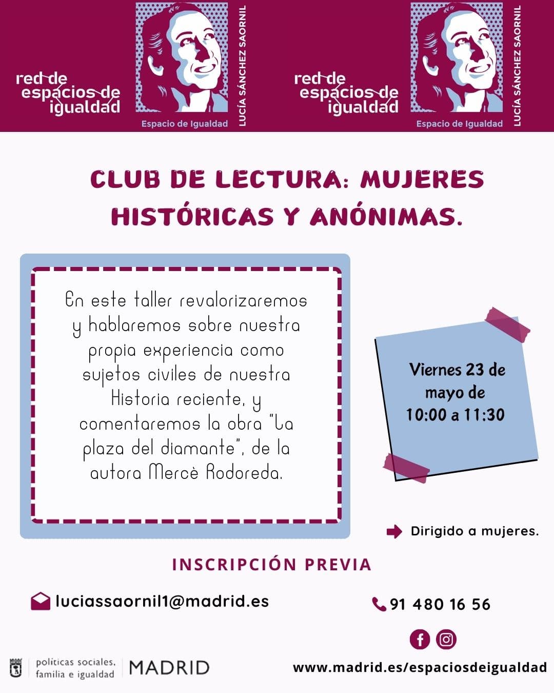 Mujeres históricas y anónimas. Club de lectura.