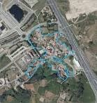 Vista aérea del Núcleo de San Vicente de Elviña con calles y edificios