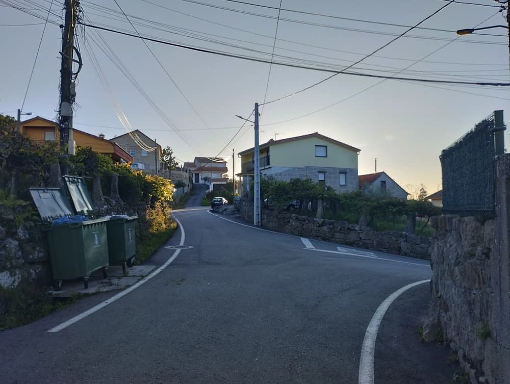 Calle residencial en el Barrio de Matamá con casas y vegetación