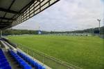 Panorámica del campo de fútbol desde las gradas en la Ciudad Deportiva de Abegondo