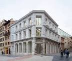 Vista exterior de la fachada de la ampliación del Museo de Bellas Artes de Asturias