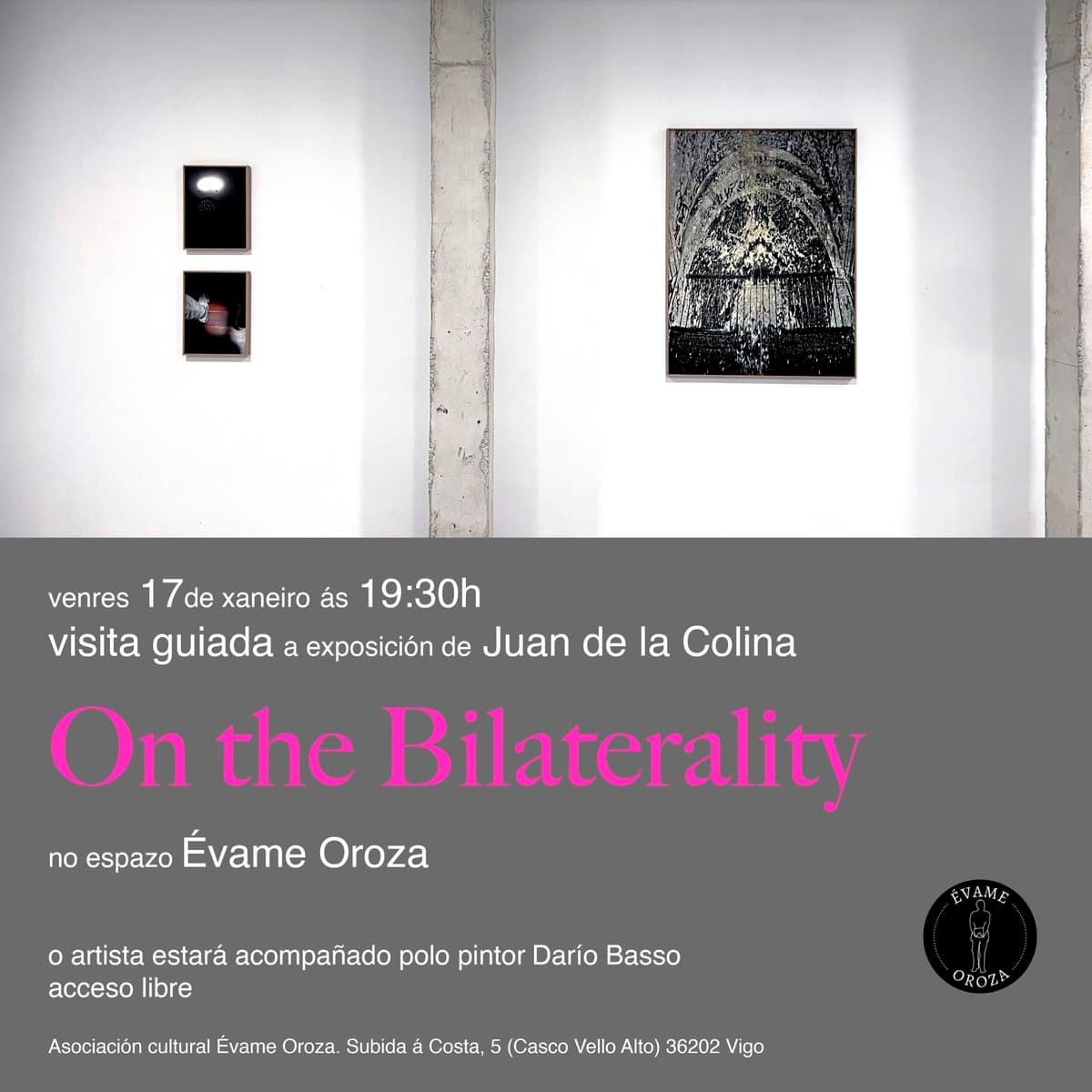 Espacio de exposición con obras de arte en la Asociación Cultural Évame Oroza