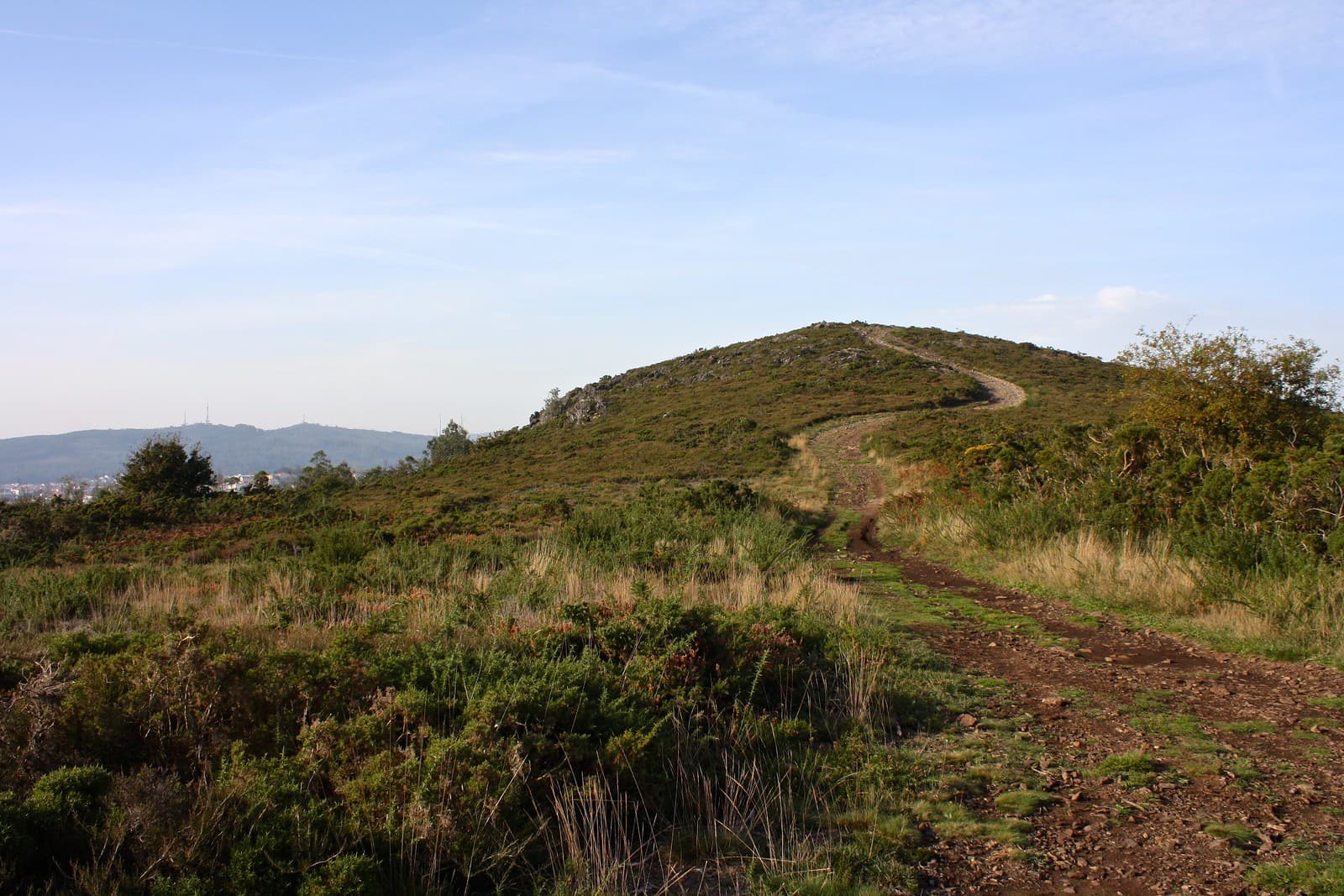 Sendero ascendente en la ladera verde del Monte do Viso